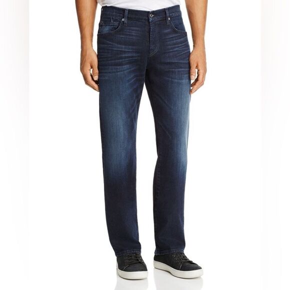 Mens 7 For All Man kind Carsen Dark Current Straight Fit Jeans in Dark Indigo - Picture 1 of 11